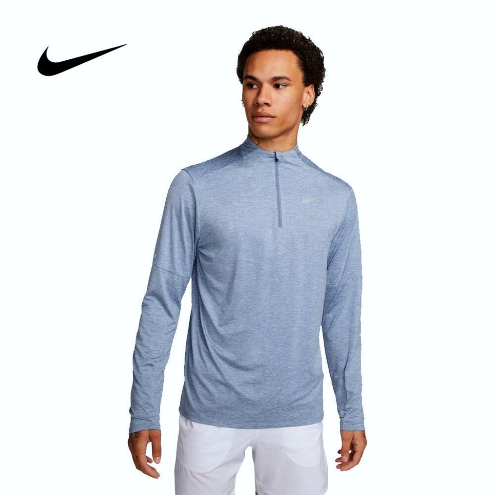 Nike Element Mens 1/2 Zip Dri FIT Long Sleeve Running Top Ash Blue